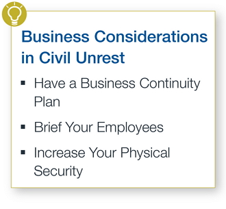 Business considerations in civil unrest